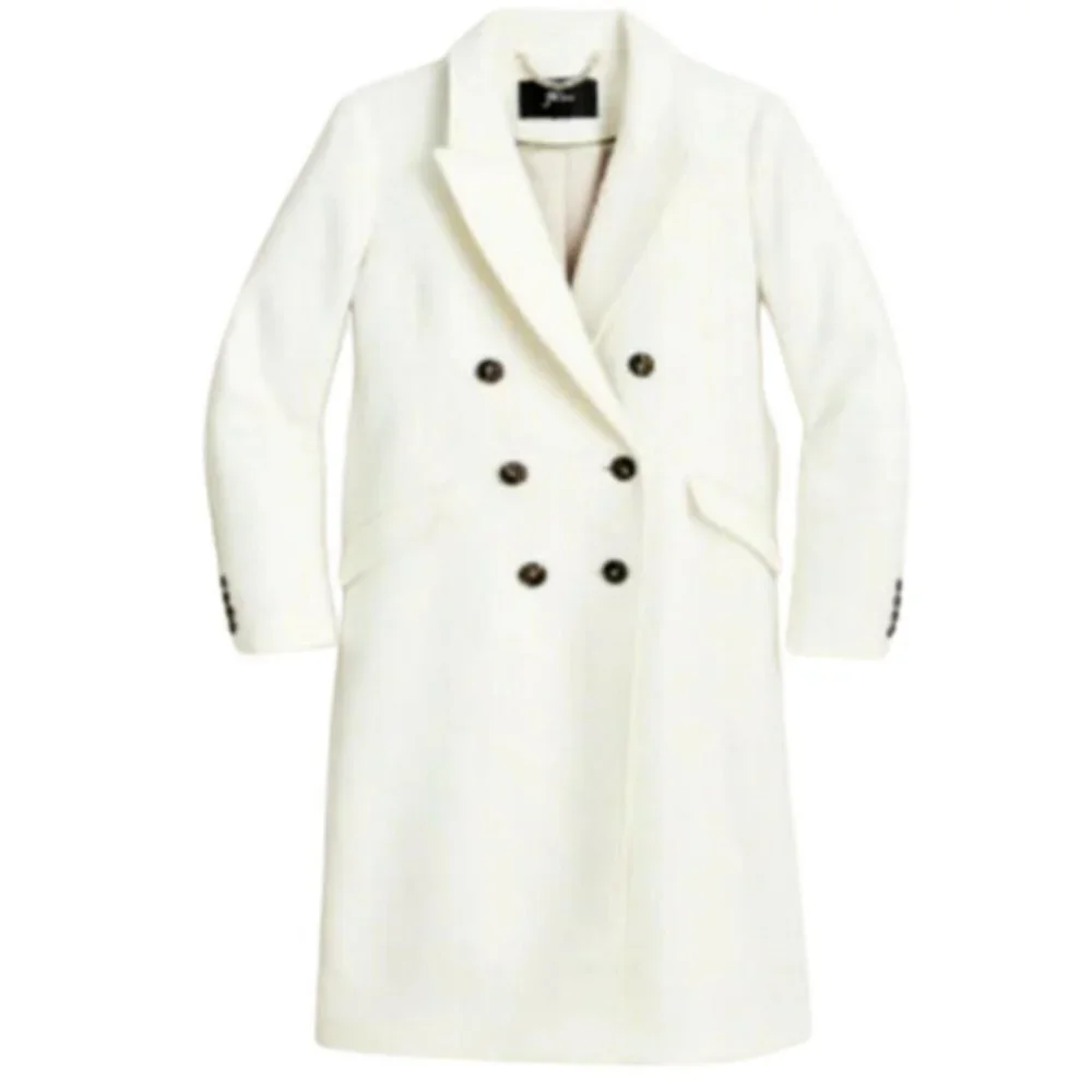 NWT JCrew Double Breasted Top Coat Womens 2 Ivory Cream Italian Cloth Wool NEW - Picture 13 of 13